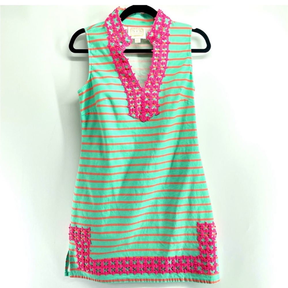 Stylish Green and Pink Striped Sail to Sable Dress